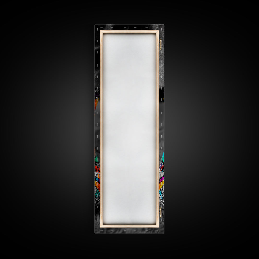 Beaded Boots, Bold Fashion, Cultural Style, Tribal Vibes, Framed Canvas Print, Boho art, Fashion Wall Art, Entryway Decor, Statement Piece