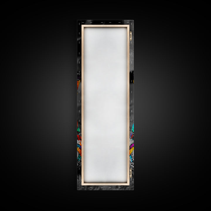 Beaded Boots, Bold Fashion, Cultural Style, Tribal Vibes, Framed Canvas Print, Boho art, Fashion Wall Art, Entryway Decor, Statement Piece