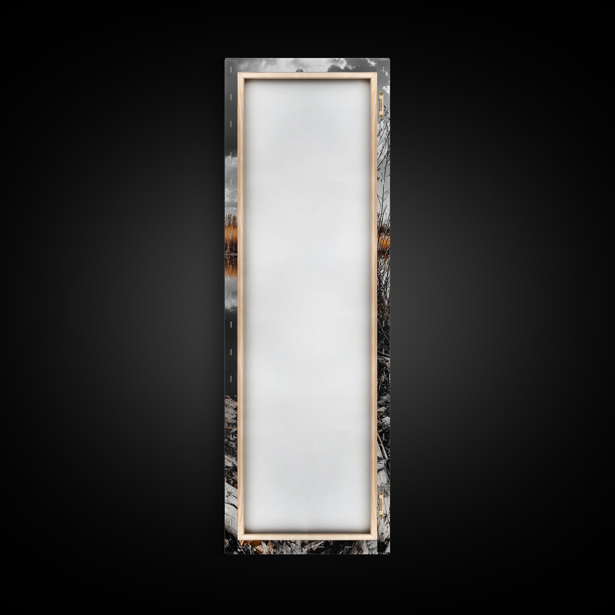 Autumn River, Nature Scene, Golden Reeds, Rustic Beauty, Framed Canvas Print, Fall Decor, Cabin Wall Art, Nature Lover Gift, Country Home