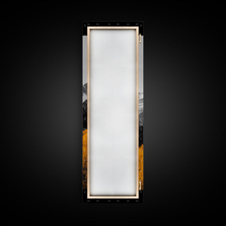 Autumn Aspen Trees, Mountain Range, Fall Foliage, Framed Canvas Print, Rustic Farmhouse Art, Living Room Wall Decor, Seasonal Nature Art