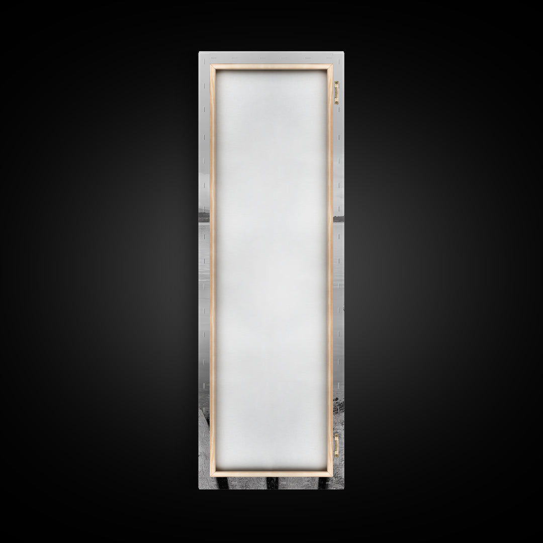 Rowboat Front, Calm Water, Lake Stillness, Serene View, Framed Canvas Print, Nautical Decor, Minimalist Art, Coastal Living Room