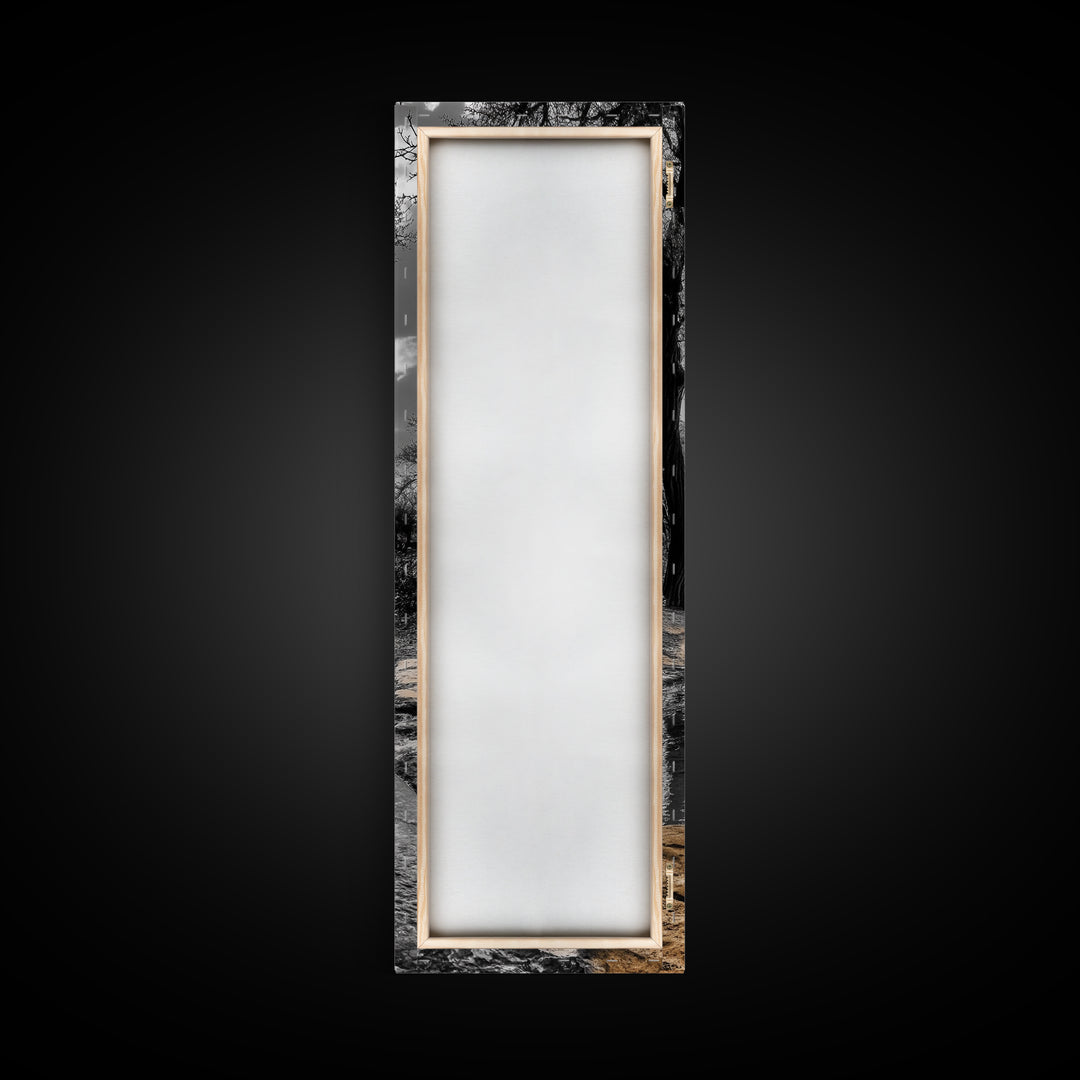 Desert Creek, Rocky Stream, Black and White Nature, Framed Canvas Print, Minimalist Southwest Art, Bedroom Decor, Monochrome Landscape