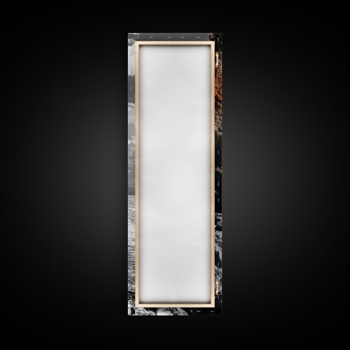 Autumn Cliff Scene, Bold Trees Coastal Wall Art, Fall Foliage Home Style, Framed Canvas Print, Seasonal Nature Living Room Decor