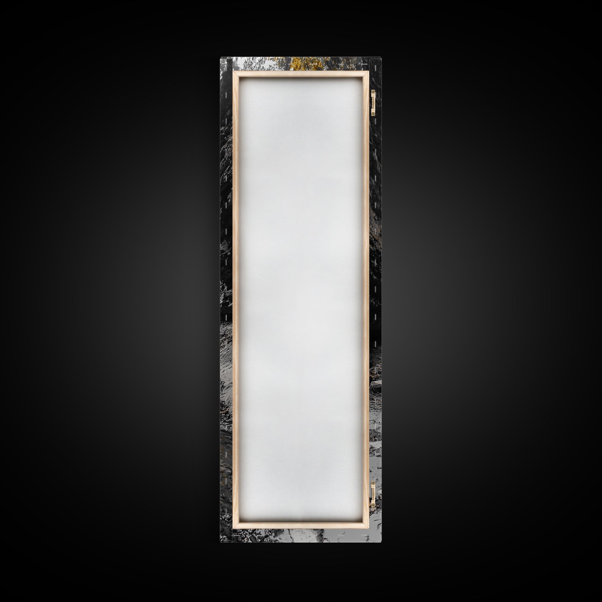 Autumn Gorge, Fall Stream, Yellow Trees, Nature Canyon Trail, Framed Canvas Print, Rustic Hallway Decor, Cozy Autumn Living Room Art