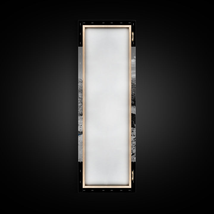 Blue Oasis, Desert Pool, Tranquil Reflection, Minimalist Landscape, Framed Canvas Print, Serene Entryway Wall Art, Calm Southwestern Decor