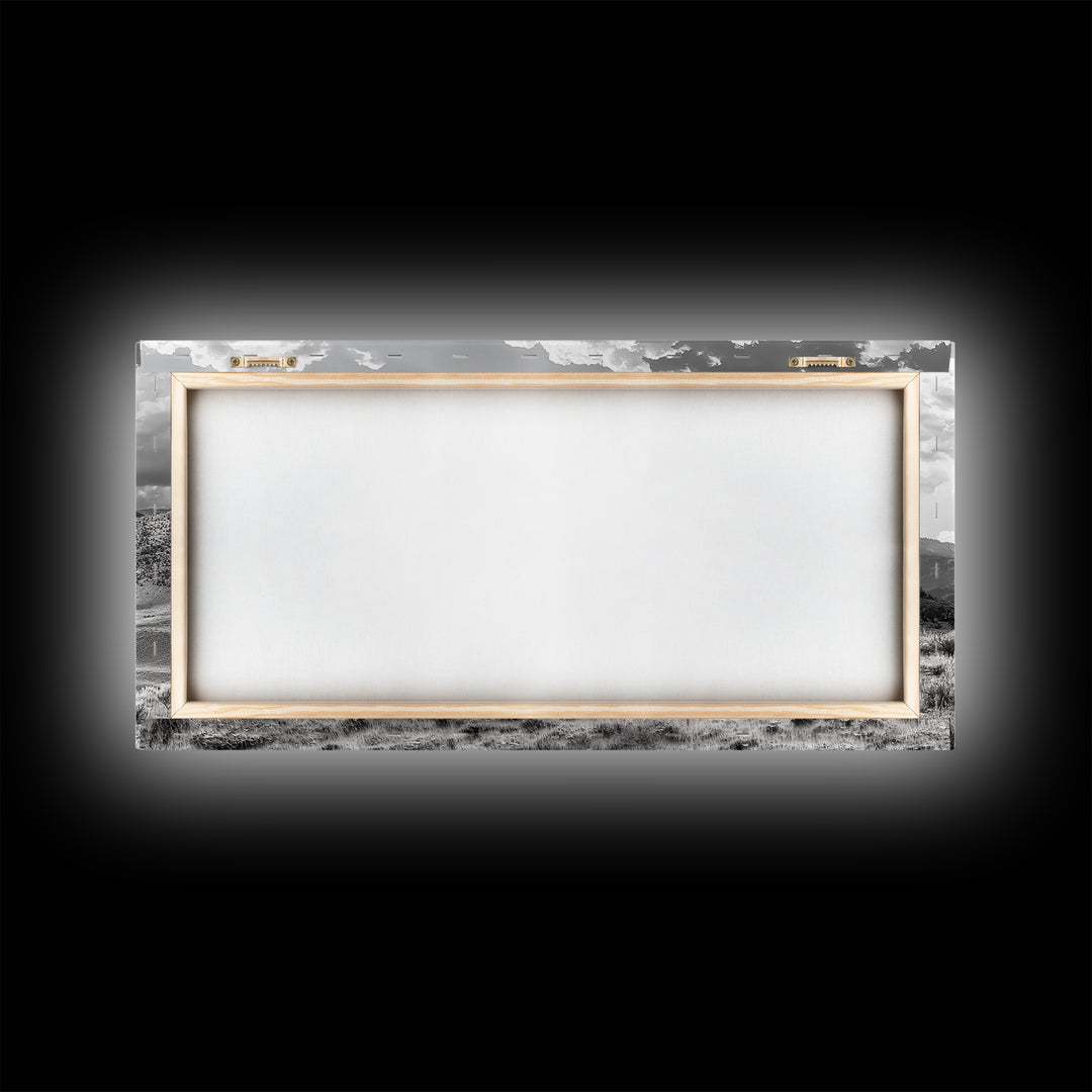 Autumn Tree Vista, Western Mountains Landscape, Vibrant Fall Decor, Dramatic Skies Canvas Print, Framed Canvas Print, Nature Wall Art