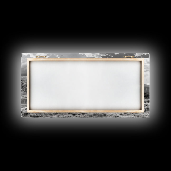 Autumn Tree Vista, Western Mountains Landscape, Vibrant Fall Decor, Dramatic Skies Canvas Print, Framed Canvas Print, Nature Wall Art