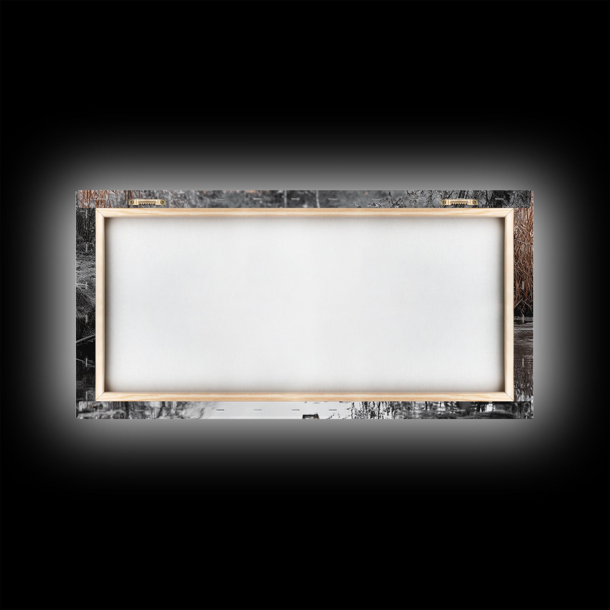 River Otter View, Wildlife Scene, Autumn Nature, Moody Landscape, Framed Canvas Print, Cabin Decor, Animal Wall Art, Woodland Aesthetic