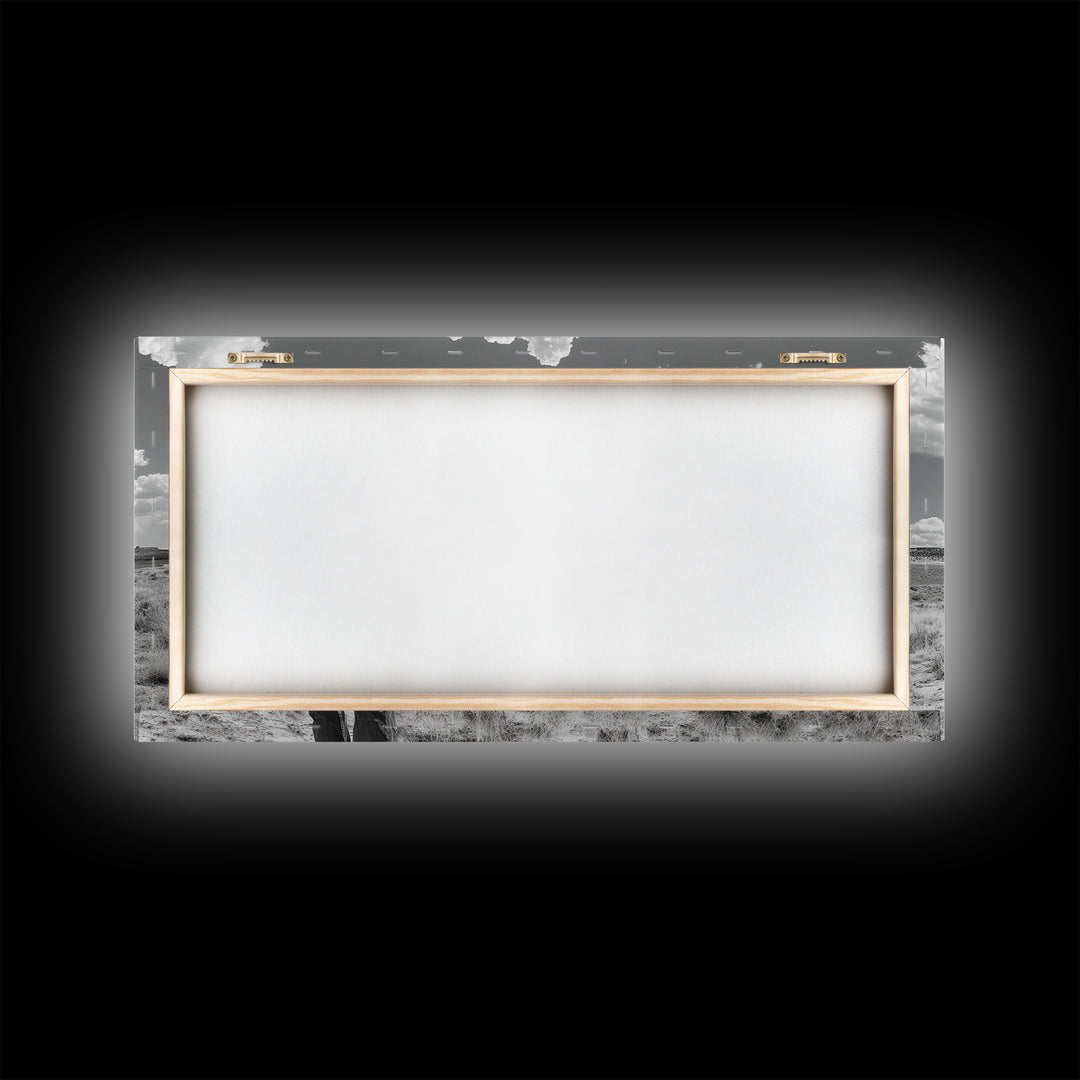 Cowboy Stare, Western Horizon, Desert Dream, American Spirit, Framed Canvas Print, Rustic Bedroom Art, Country Wall Decor, Western Style