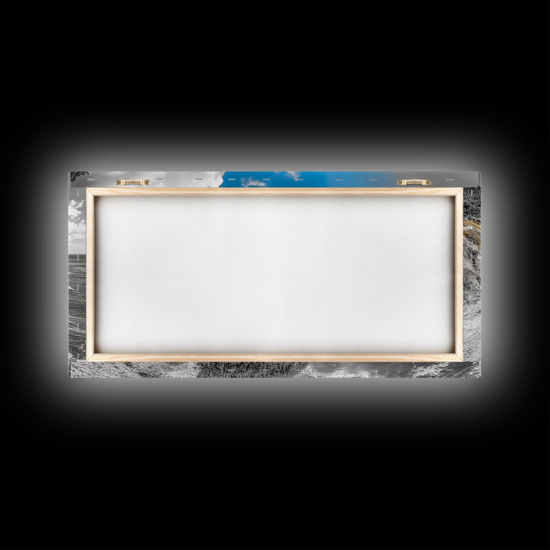 Coastal View, Cliffside Trees, Ocean Horizon, Nature Escape, Canvas Print perfect coastal wall art, minimalist home decor, bathroom art