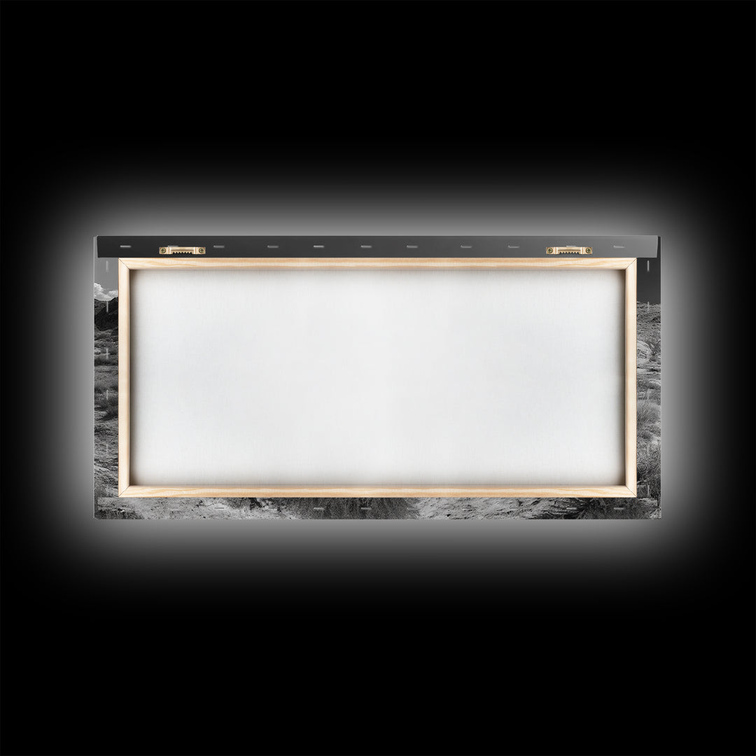 Desert Pool, Yellow Reflection, Desert Hills, Framed Canvas Print, Minimalist Nature Art, Neutral Home Decor, Modern Office Wall Art