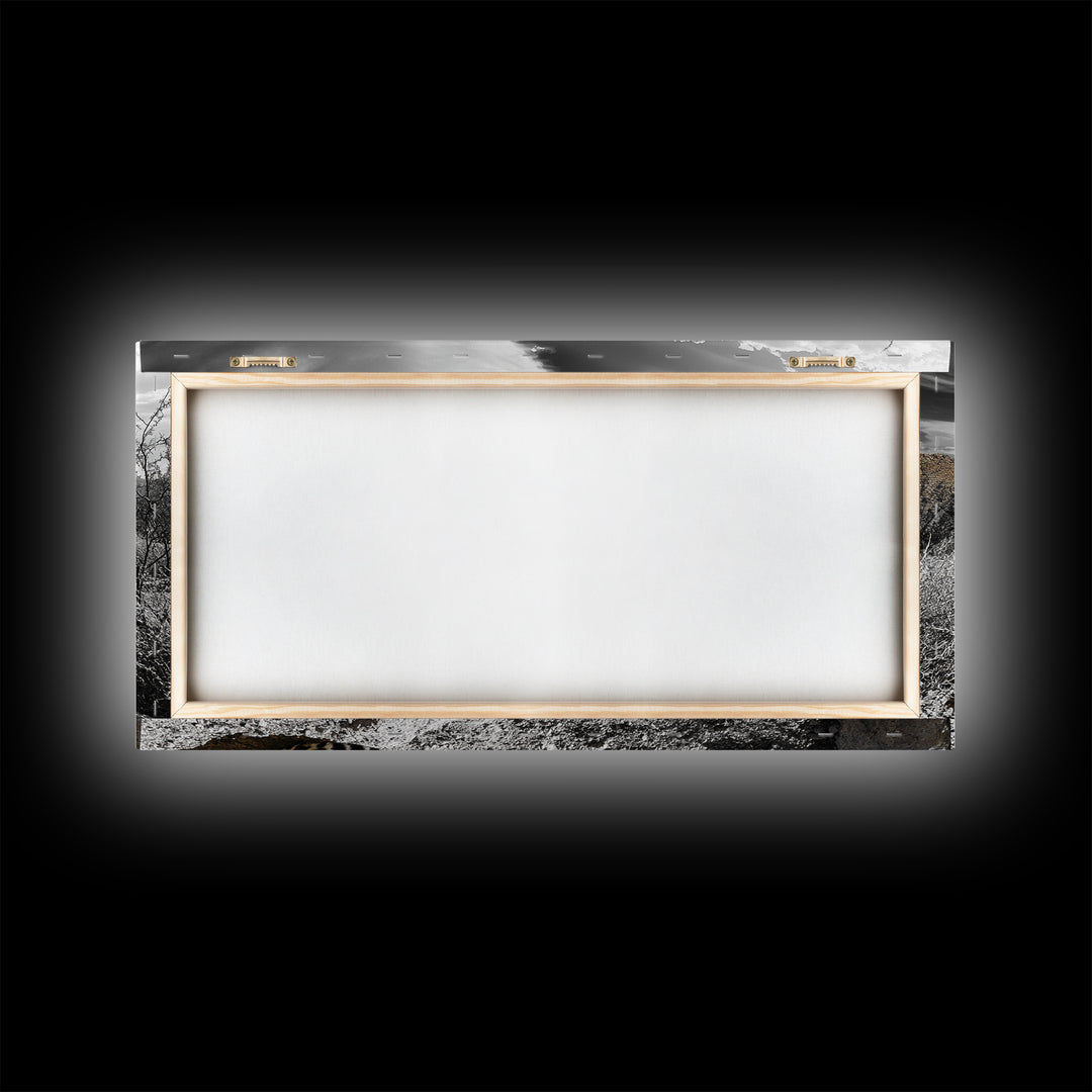 Cheetah Desert, Wild Cat, Monochrome Landscape, Framed Canvas Print, Safari Wall Art, Animal Lover Decor, Masculine Office Artwork