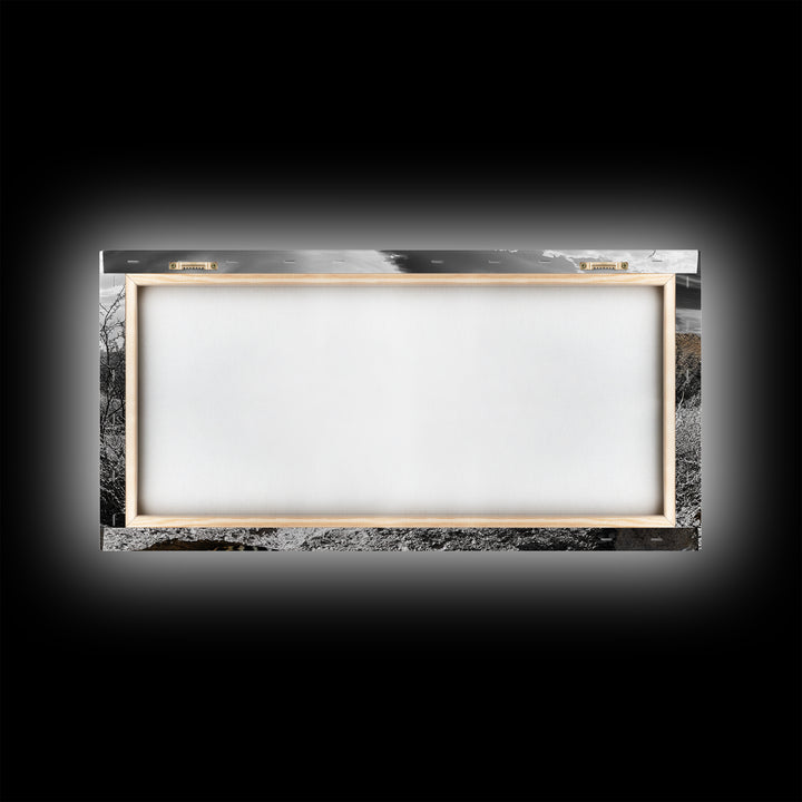 Cheetah Desert, Wild Cat, Monochrome Landscape, Framed Canvas Print, Safari Wall Art, Animal Lover Decor, Masculine Office Artwork