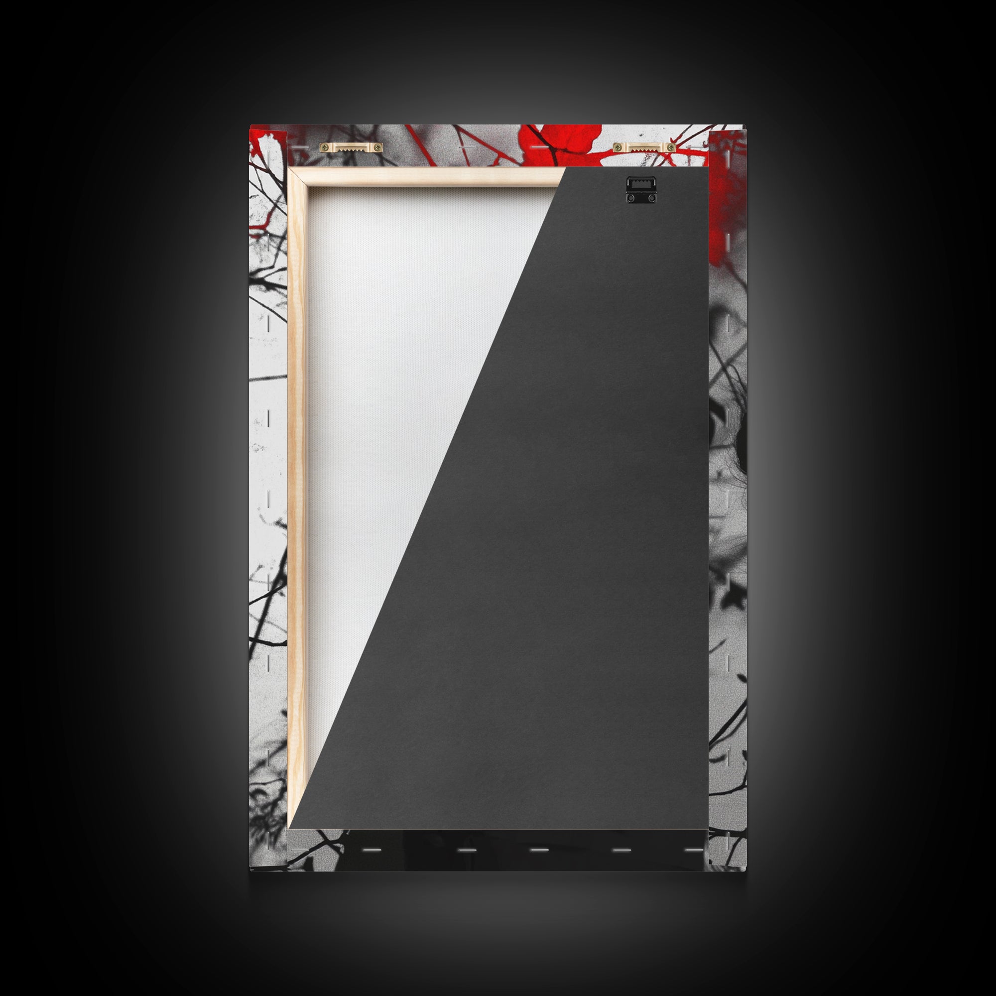 Noir Beauty, Red Accent Leaves, Dramatic Woman Profile, Framed Canvas Print, Glamour Wall Art, Gothic Bedroom Decor, Monochrome Style