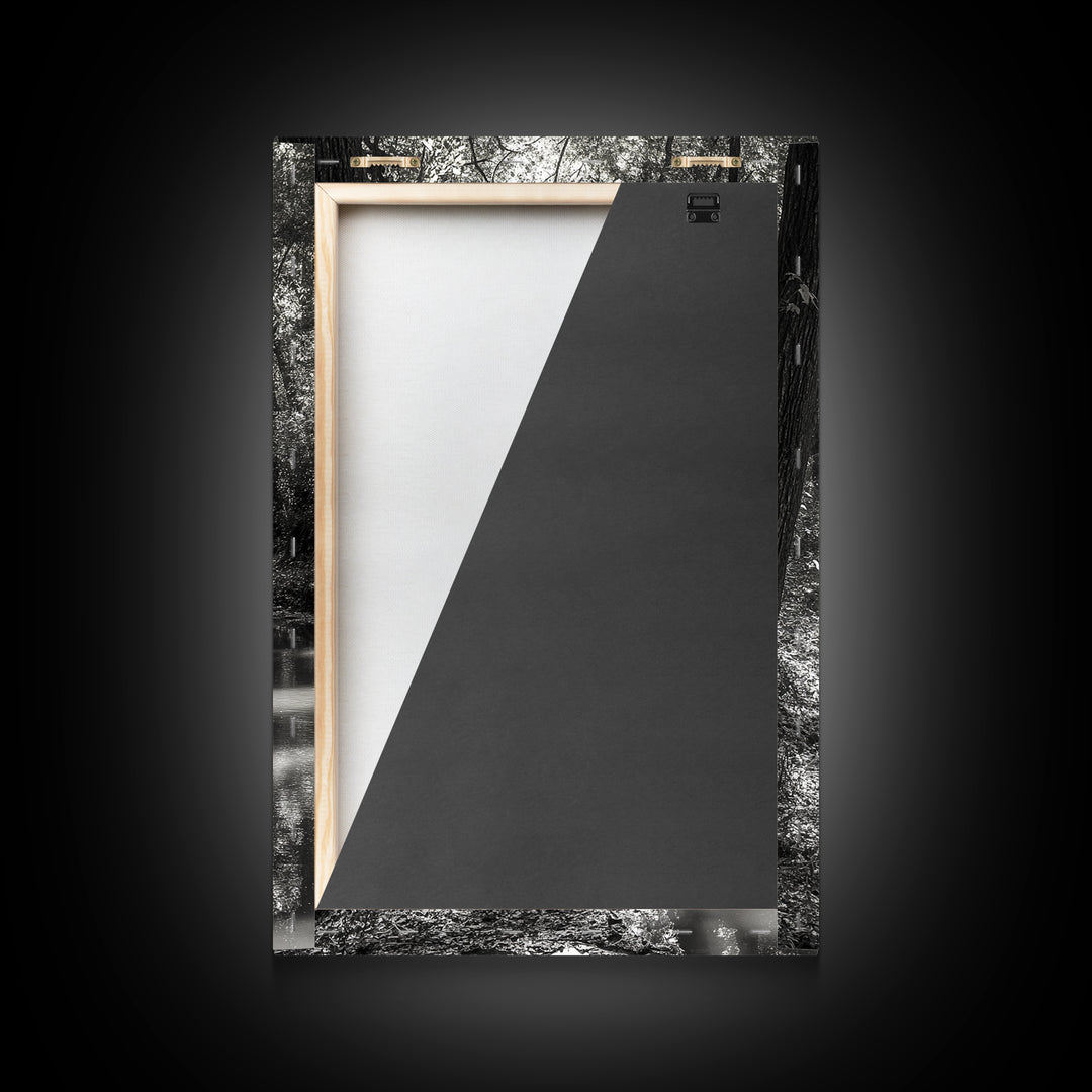 Boy Fishing, River Calm, Peaceful Moment, Nature Scene, Framed Canvas Print, Cabin Wall Art, Woodland Fall Decor, Tranquil Vibe