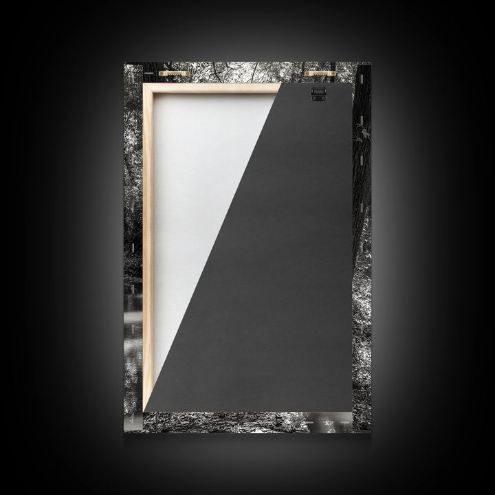 Boy Fishing, River Calm, Peaceful Moment, Nature Scene, Framed Canvas Print, Cabin Wall Art, Woodland Fall Decor, Tranquil Vibe