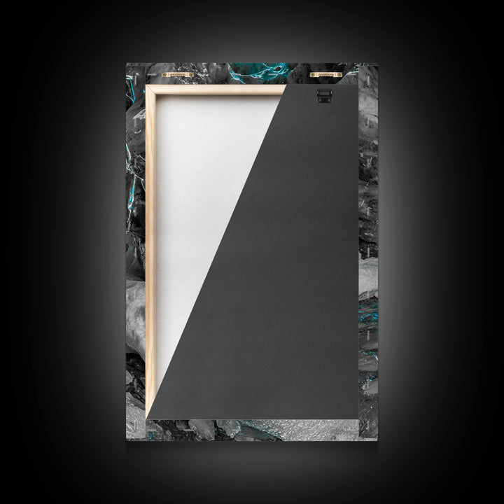 Blue Ice Cave, Winter Tunnel, Arctic Wonderland, Framed Canvas Print, Nature Wall Art, Minimalist Photography, Cool Tone Decor