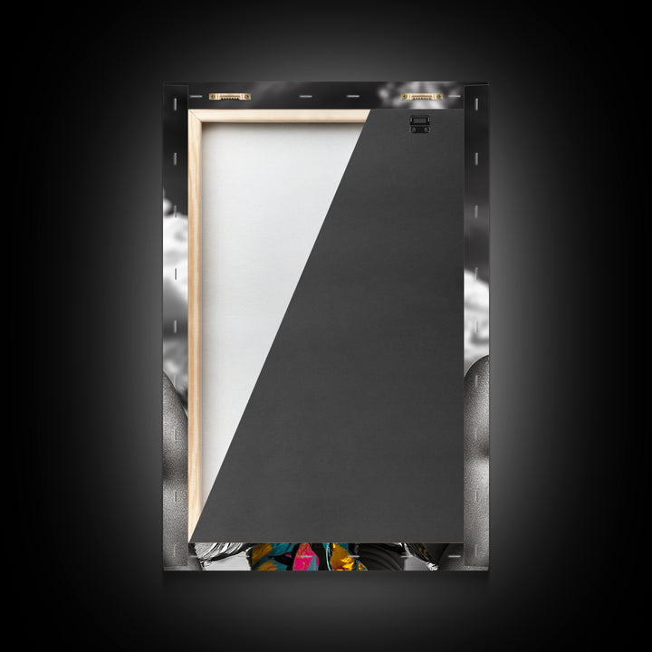 Beach Guy Portrait, Summer Sunglasses, Boho Vibe, Framed Canvas Print, Surf Shack Decor, Eclectic Wall Art, Travel Inspired Design