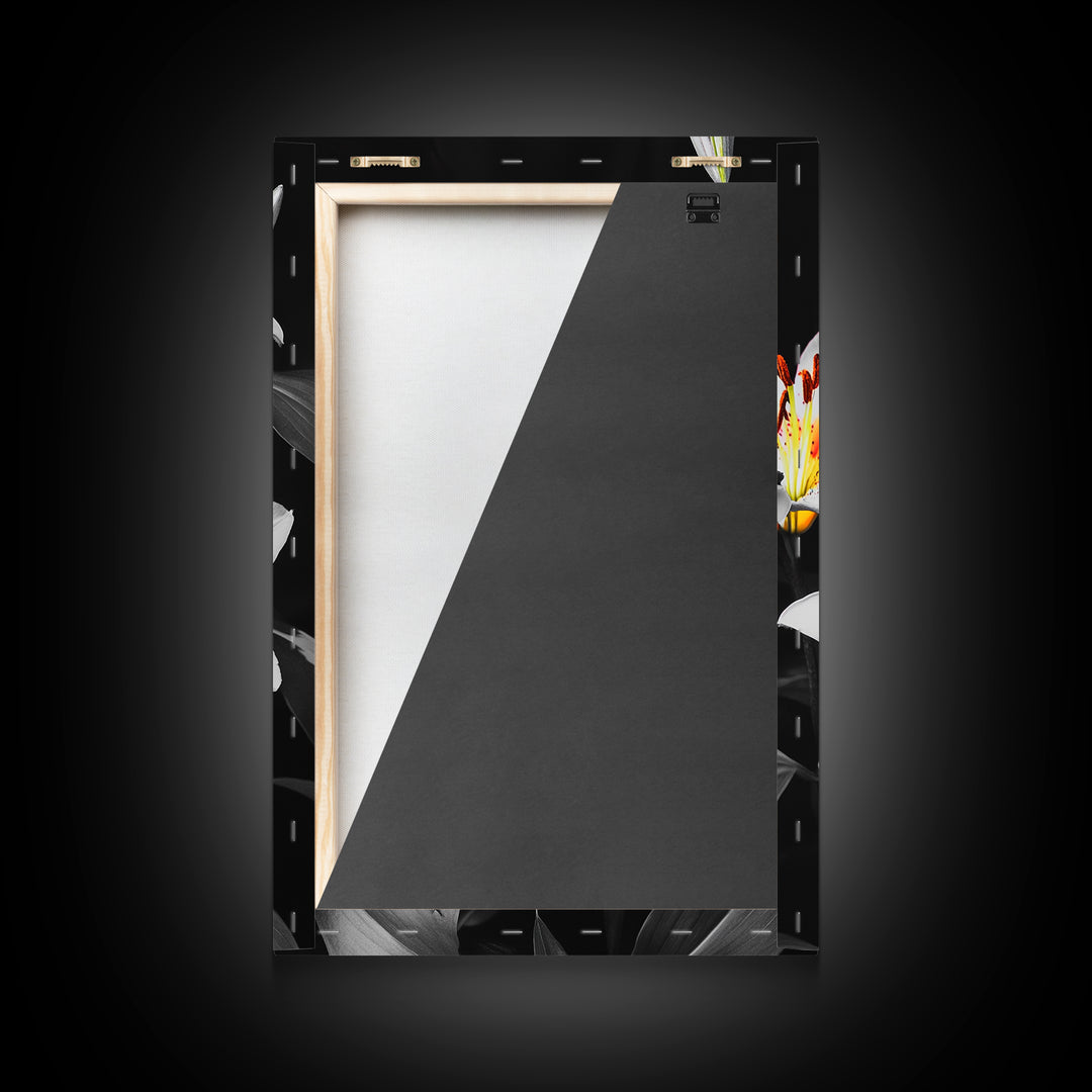 Neon Lily, Floral Bloom, Vibrant Flower, Botanical Framed Canvas Print, Color Pop Wall Art, Bedroom Floral Art, Bold Nature Decor