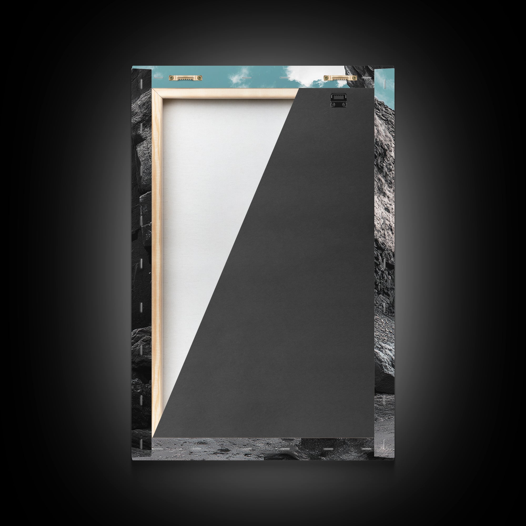 Canyon Rocks, Earth Tones, Cliff Path, Scenic Sky, Framed Canvas Print modern rustic art, desert wall decor, hallway landscape canvas