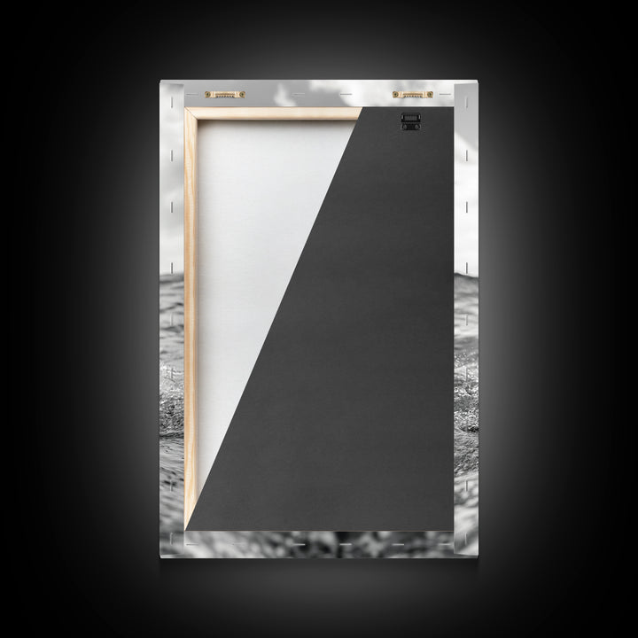 Dolphin Splash, Ocean Encounter, Monochrome Wildlife, Canvas Print, Coastal Wall Art, Bathroom Decor, Marine Animal Photography