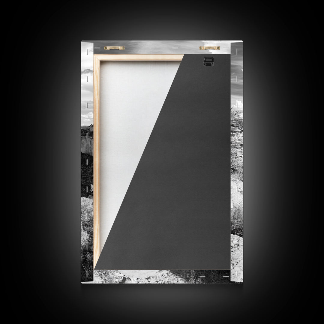 Autumn Canyon Trail, Yellow Tree, Nature Photography, Framed Canvas Print, Fall Wall Decor, Grand Canyon Print, Minimalist Landscape Art