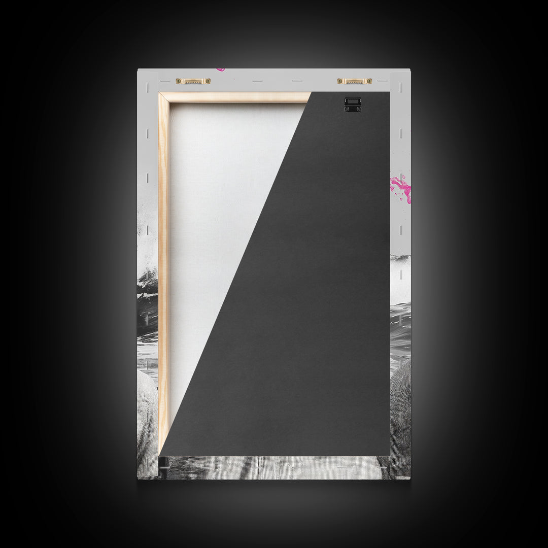 Abstract Portrait, Paint Splash Face, Surreal Ocean Art, Framed Canvas Print, Modern Living Room Art, Pop Surrealism Decor