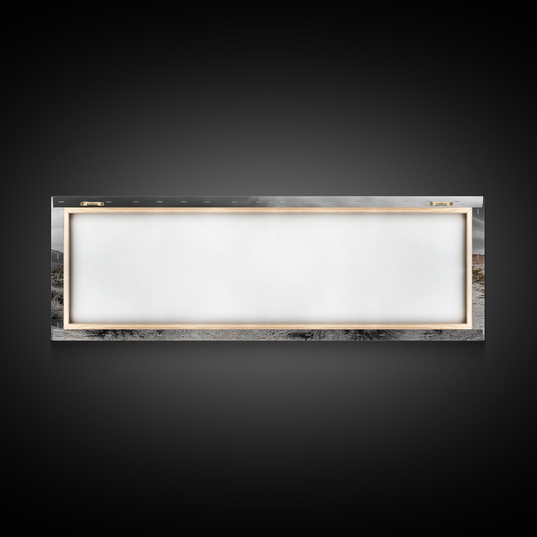 Desert Wreck, Abandoned Car, Moody Landscape, Rusty Vehicle — Framed Canvas Print, Industrial Wall Art, Garage Decor, Western Photography