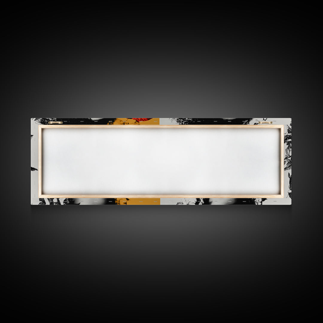 Autumn Leaves, Bold Lips Portrait, Fashion Face Art, Framed Canvas Print, Fall Wall Decor, Modern Bedroom Art, Boho Glam Aesthetic