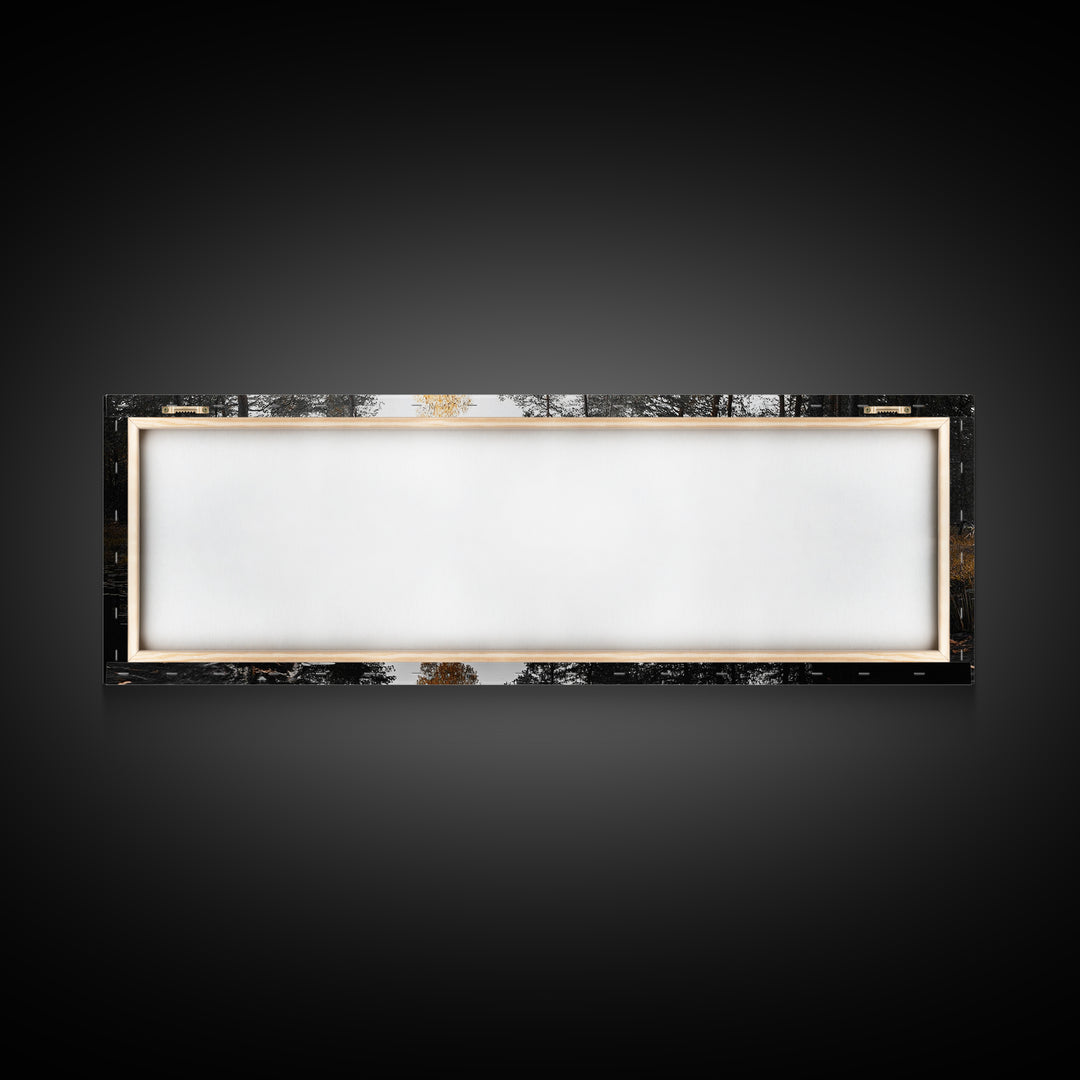 Autumn Forest, Golden Trees, Tranquil Reflection, Nature Pond, Framed Canvas Print, Fall Wall Art, Living Room Decor, Cozy Vibes