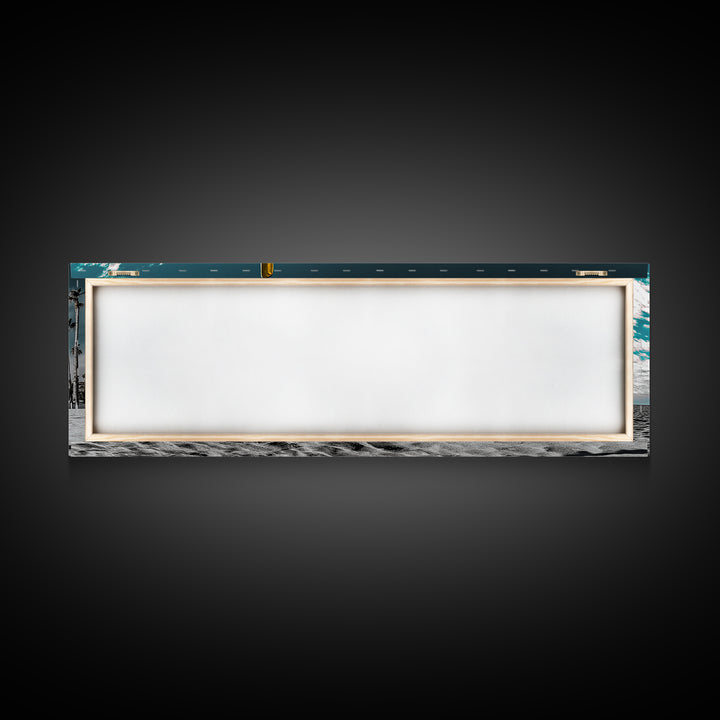 Beach Volleyball, Palm Trees, Summer Sport, Coastal Minimalism, Framed Canvas Print, Rec Room Wall Art, Sporty Vibe Decor