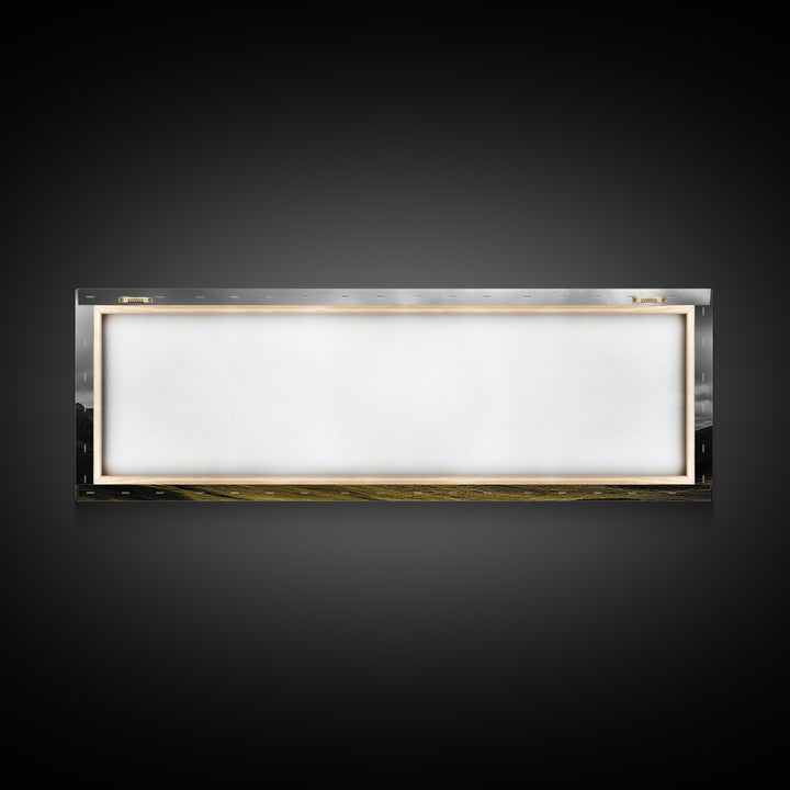 Black Mountain Peak, Moody Sky, Bold Yellow Hillside, Framed Canvas Print, Nature Art, Bedroom Wall Decor, Modern Landscape Print