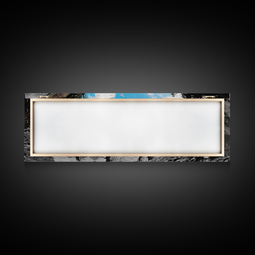 Rocky Trail, Blue Sky, Wilderness Path, Forest Adventure, Canvas Print, Rustic Nature Art, Hiking Wall Art, Cabin Living Room Decor