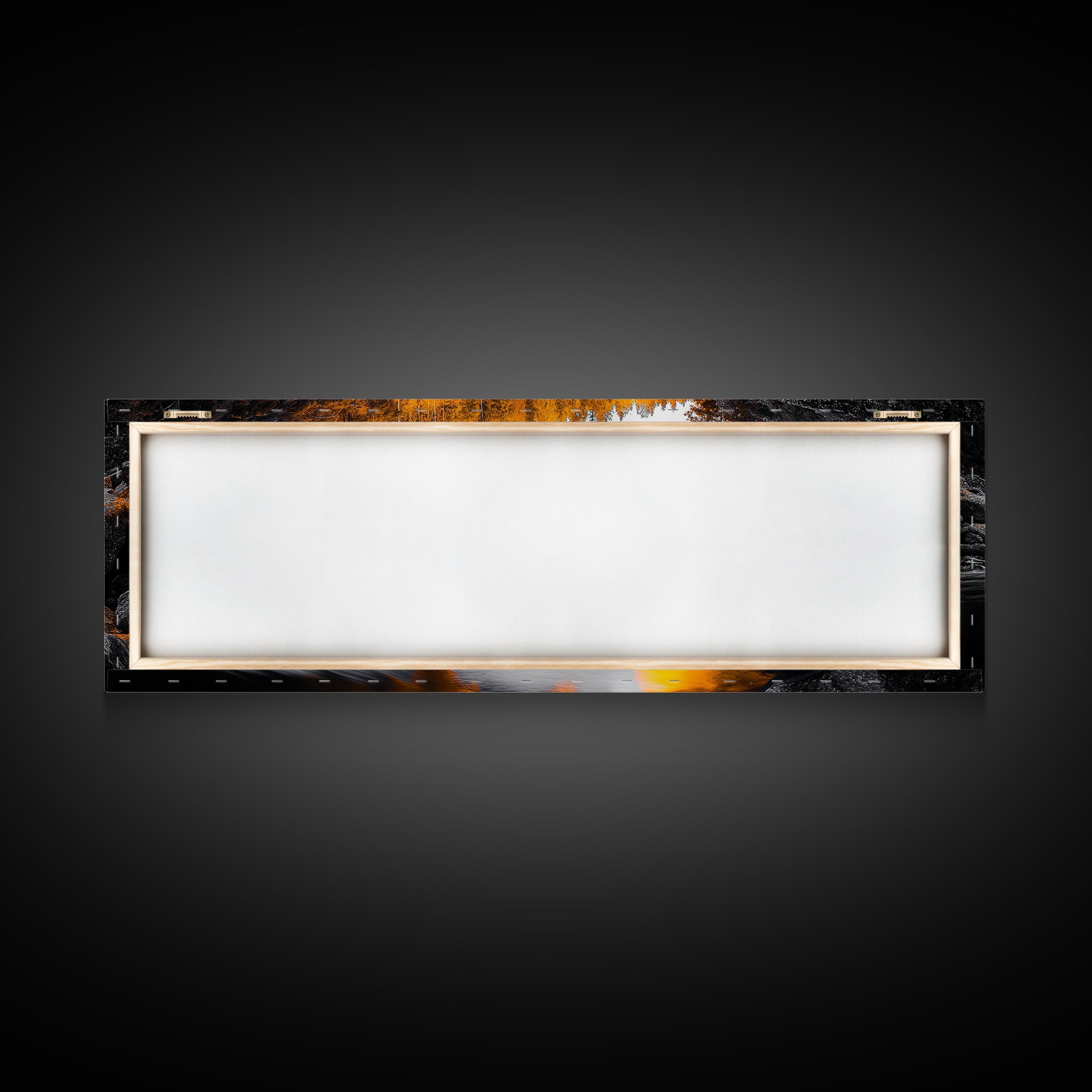 Autumn Waterfall, Fall Trees, Golden Reflections, Tranquil Scene, Framed Canvas Print, Nature Wall Art, Seasonal Decor, Cozy Living Room