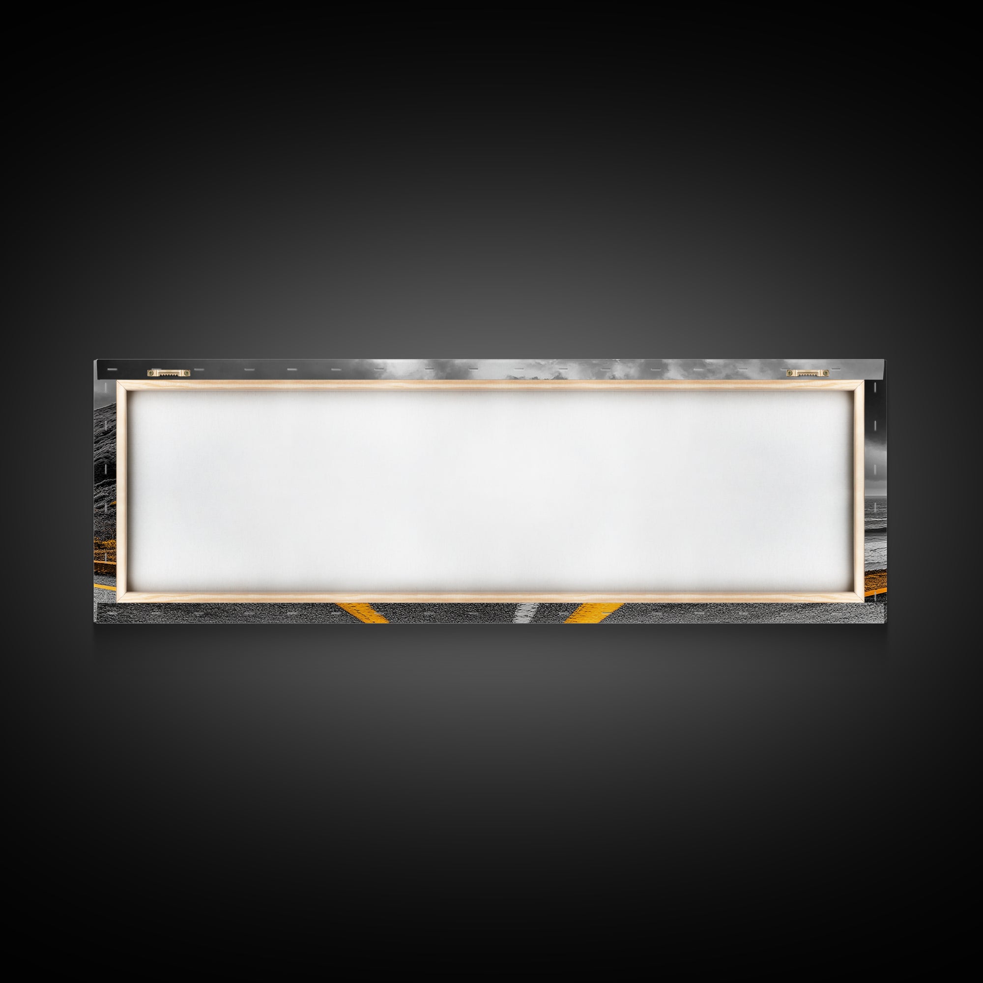 Coastal Highway Drive, Scenic Ocean Road, Stormy Sky Vibes, Framed Canvas Print, Modern Wall Art, Office Decor, Monochrome Landscape