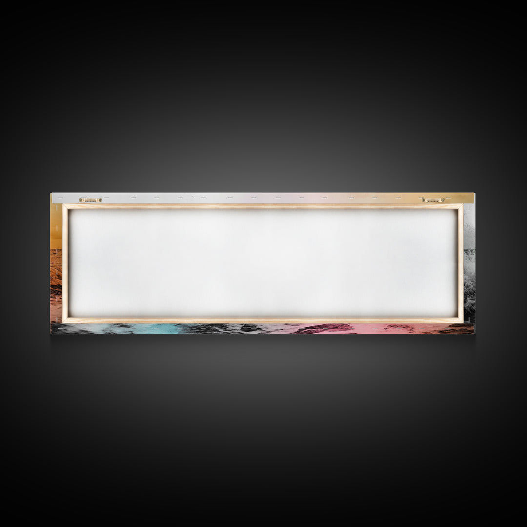 Crashing Ocean Wave, Pastel Color Splash, Moody Coastal Storm, Framed Canvas Print, Bathroom Wall Art, Surfer Beach Vibes