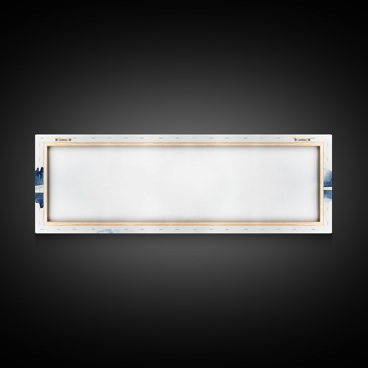 Blue Mountain Lake Reflection Canvas Print, Watercolor Landscape Wall Art, Modern Coastal Decor, Calm Living Room Art Print