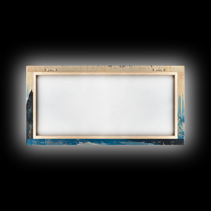 Glowing Ice Cave With Frozen Lake Wall Art, Arctic Landscape Canvas Print, Blue Mountain Decor, Fantasy Nature Art Gift Idea