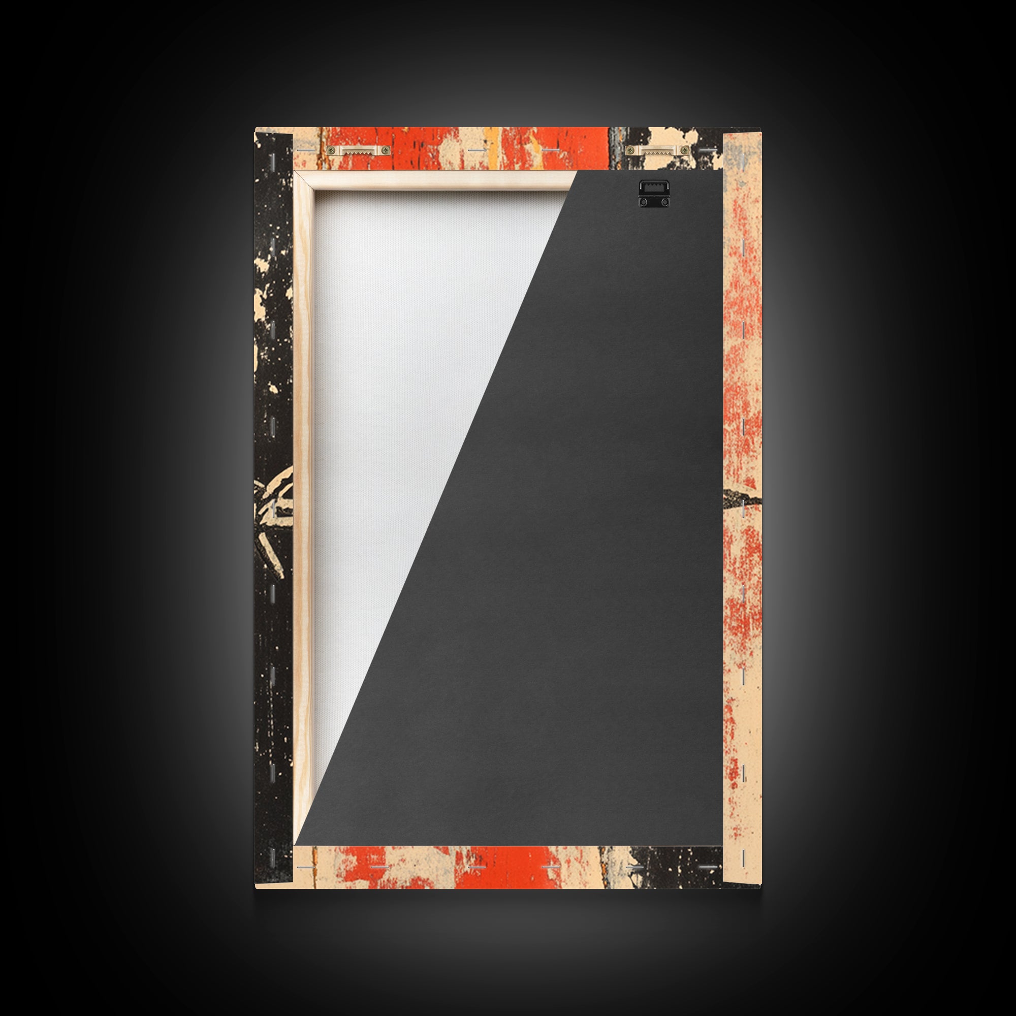 Distressed Barbed Wire On Red Black Wall Art, Industrial Abstract Poster, Edgy Rustic Decor, Modern Canvas Print For Man Cave