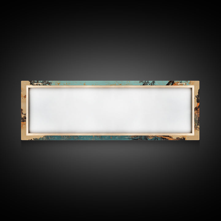 Southwestern Desert Lake Reflection Wall Art, Long Horizontal Canvas Print, Rustic Landscape, Warm Earth Tone Living Room Decor