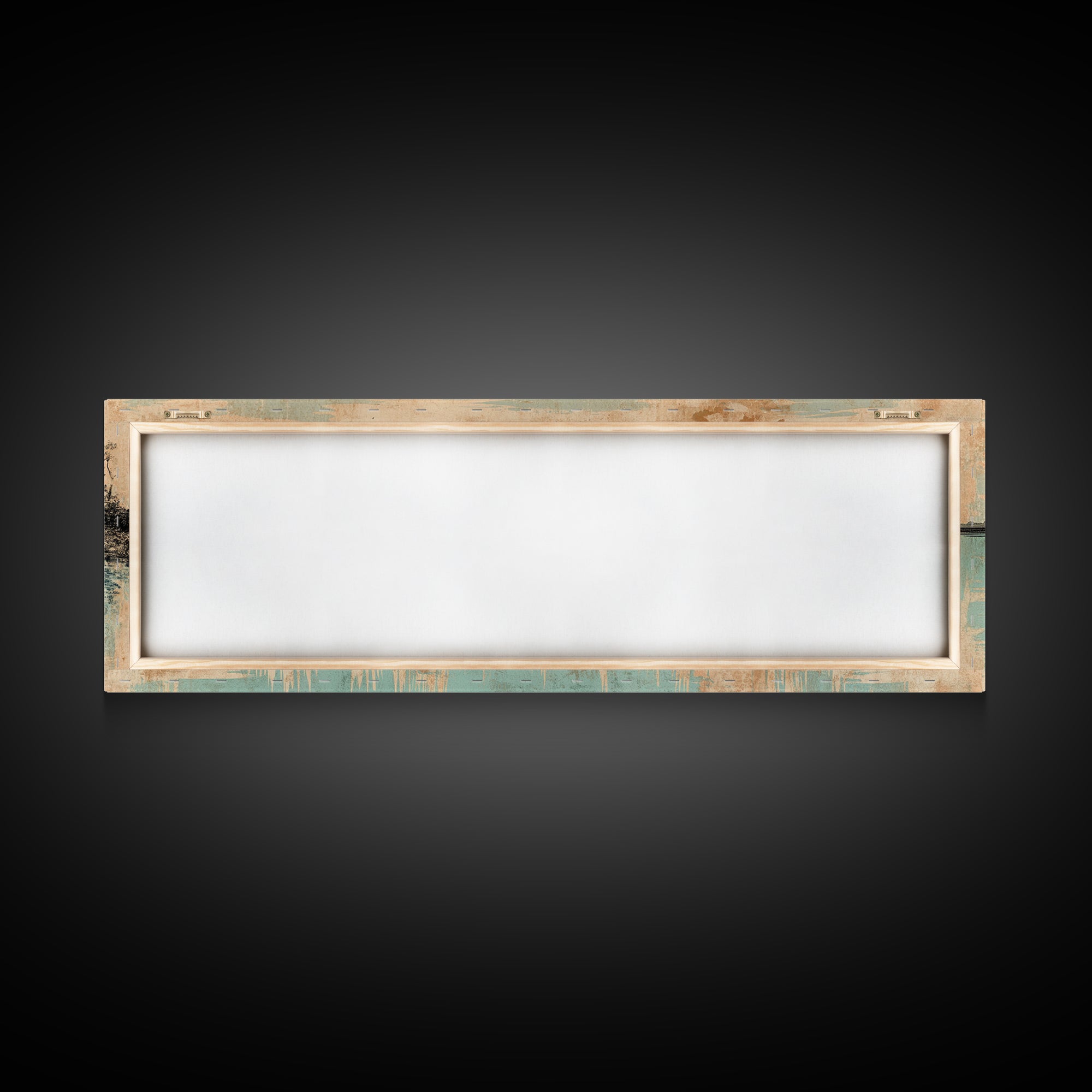 Red Sun Over Serene Teal Lake Wall Art, Japanese Landscape Print, Panoramic Canvas, Japandi Living Room Decor, Coastal Home Decor