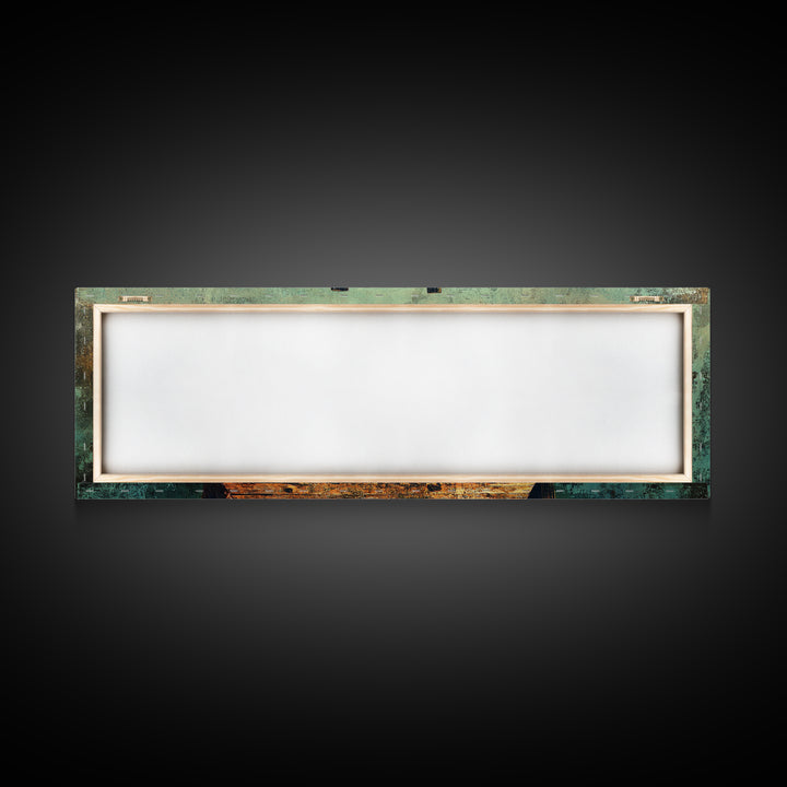 Weathered Wooden Dock Over Teal Water Wall Art, Panoramic Canvas Print, Lake House Decor, Nautical Living Room Art Coastal Decor