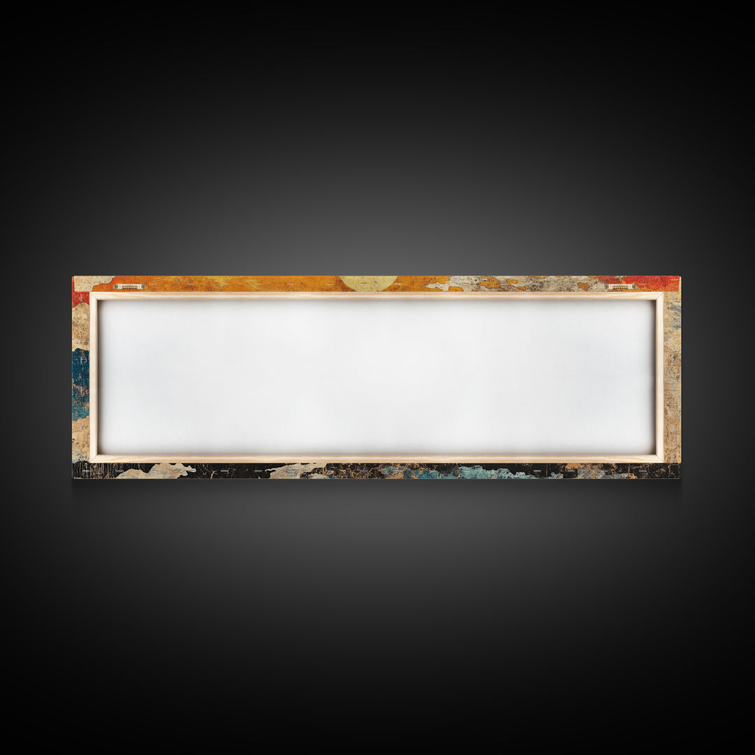 Abstract Red Gold Sunset Canvas Print, Textured Cloudscape Wall Art, Boho Modern Decor, Panoramic Living Room Art, Above Sofa Decor