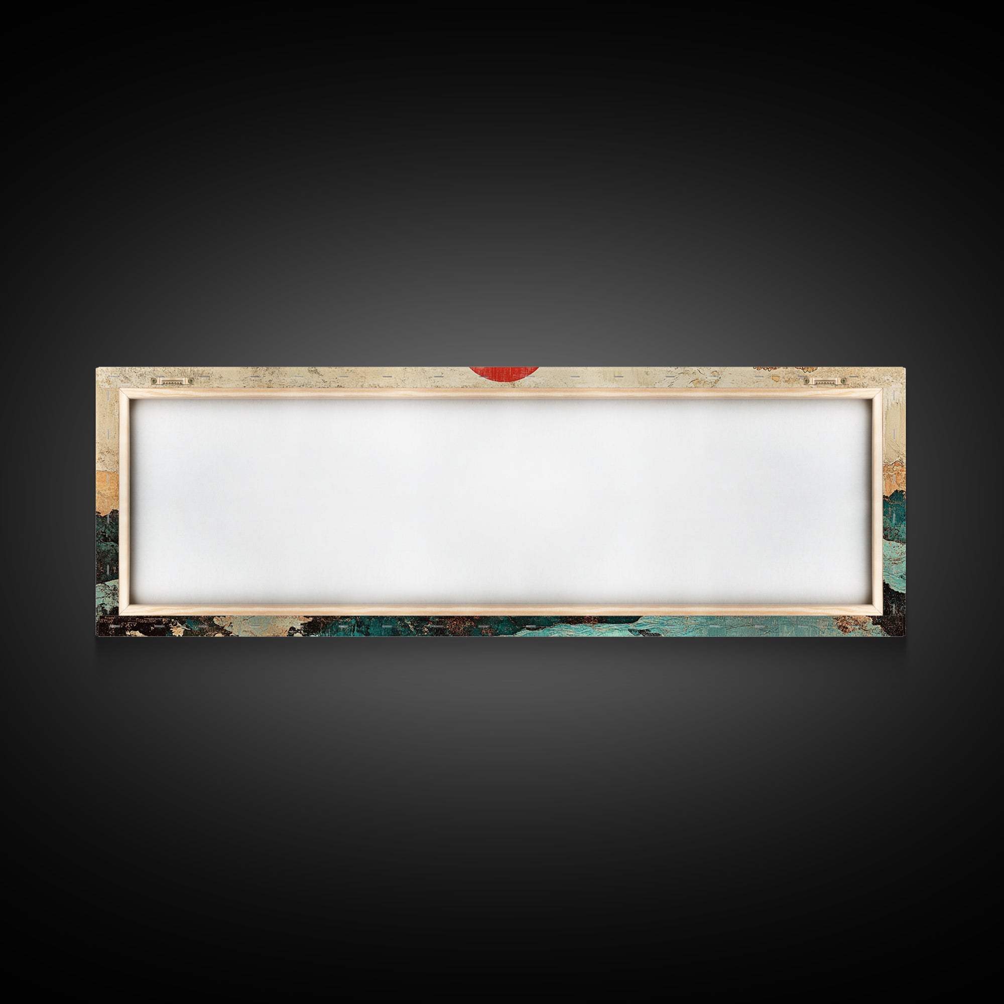 Red Sun Mountain River Landscape Wall Art, Japanese Wall Art, Panoramic Canvas, Japandi Decor, Living Room Wall Decor, Home Decor