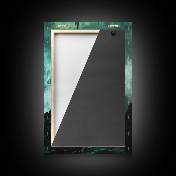 Haunted Gothic Cathedral In Emerald Mist Wall Art, Dark Academia Decor, Fantasy Architecture, Moody Framed Canvas Print, Gift