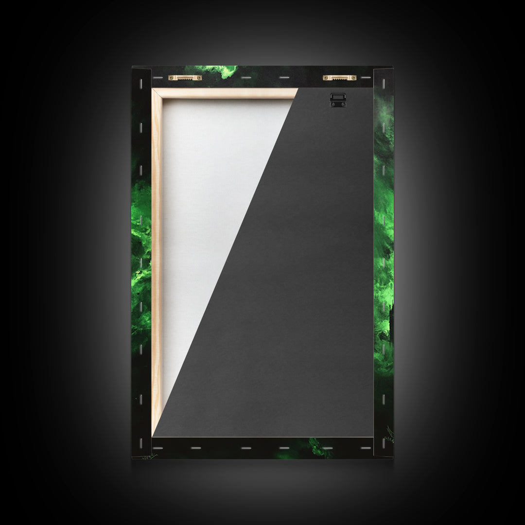 Green Haunted Gothic Cathedral Wall Art, Dark Fantasy Castle Canvas Print, Witchy Decor, Moody Black And Green Poster Print