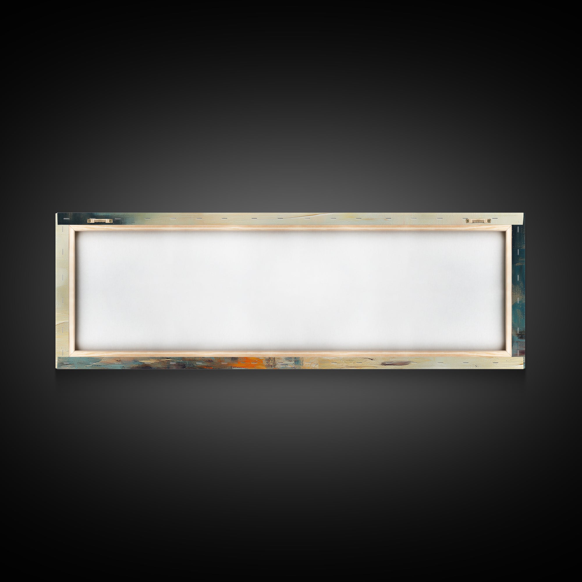 Hourglass Sunset Still Life Wall Art, Long Horizontal Canvas, Neutral Coastal Decor, Abstract Painting, Living Room Print