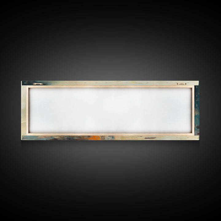 Hourglass Sunset Still Life Wall Art, Long Horizontal Canvas, Neutral Coastal Decor, Abstract Painting, Living Room Print