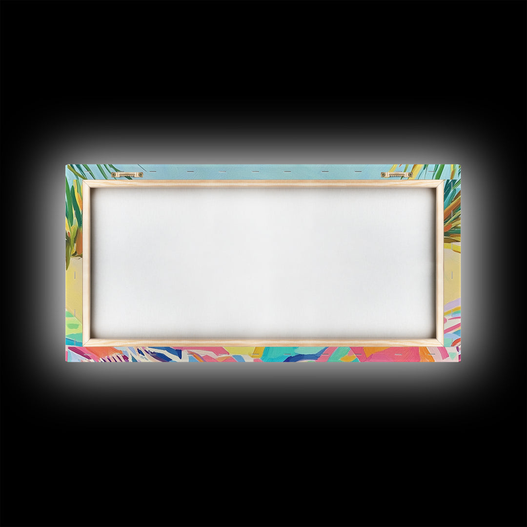Beach Picnic Basket With Flowers Wall Art, Coastal Canvas Print For Beach House Decor, Summer Living Room Decor, Gift For Her