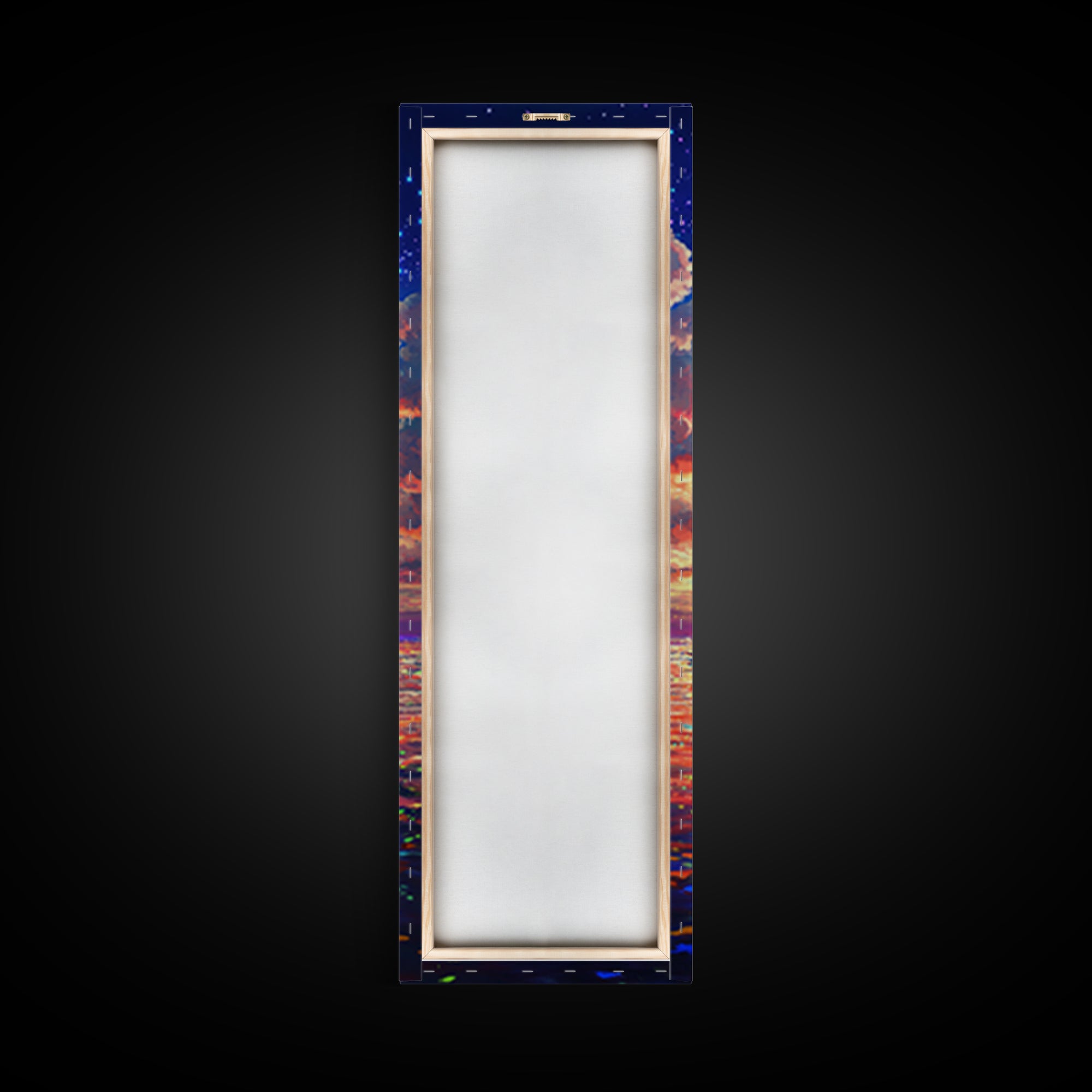 Glowing Rowboat Under Stars Canvas Print, Colorful Ocean Wall Art, Dreamy Seascape Decor, Coastal Gift, Fantasy Landscape